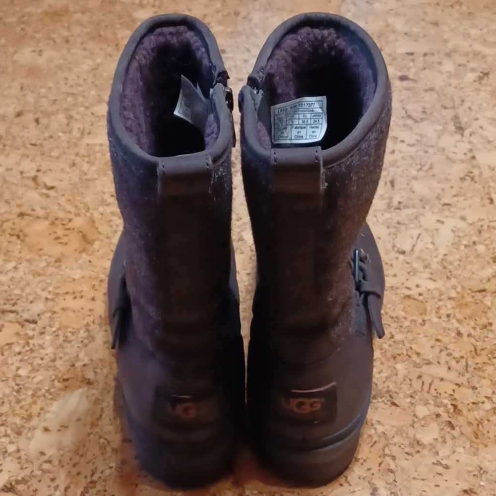 UGG Australia Women's Chocolate Brown Leather & Wool Robbie Boots 7.5 - Picture 3 of 10